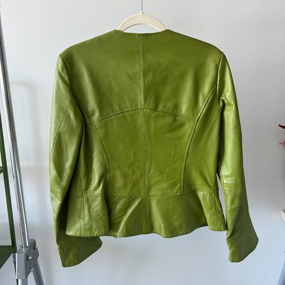 Shape FX Green Genuine Leather Zip Up Jacket - Picture 3 of 8